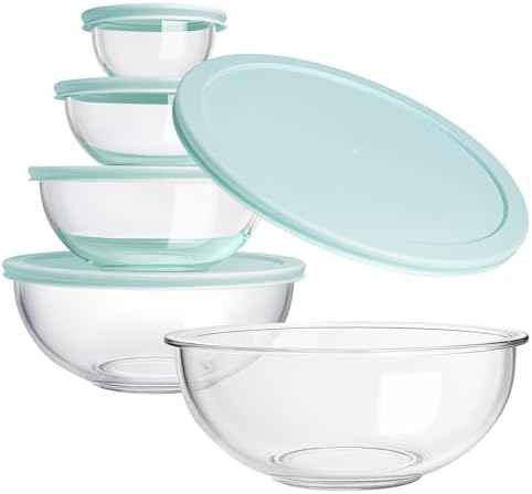 Luvan Glass Mixing Bowl with Lids Set of 5