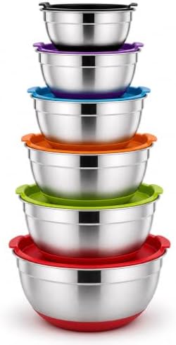 Stainless Steel Mixing Bowl Set Of 6 Multicolor, 0.7/1/1.5/2.5/3/4.6