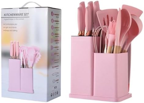 19 Pieces Kitchen Utensils and Knife Set with Block, Inldued 9 Pieces