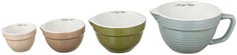 Creative Co-Op Stoneware Batter Bowl Measuring Cups, Set of 4 Sizes