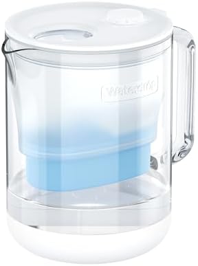 Waterdrop PT-72C-A Glass Alkaline Water Filter Pitcher, 7-Cup, Blue