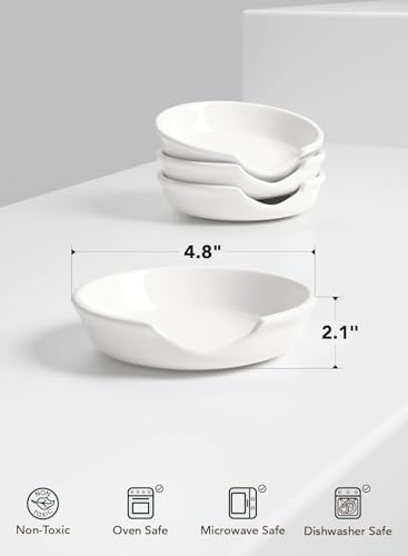 LE TAUCI Spoon Rest, 4.8 Inch, Spoon Rest for Stove Top, True White