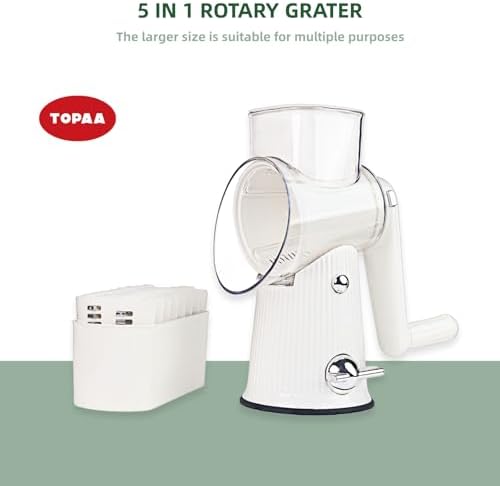 Rotary Cheese Grater, 5 Blades, White