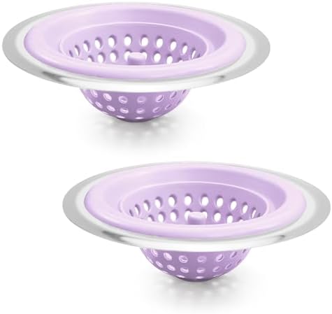 Silicone Strainer for Kitchen Sink, 2 Pack, Stainless Steel