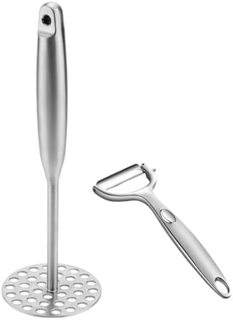 Potato Masher +Peeler 2 in 1 Set 304 Stainless Steel with Ergonomic