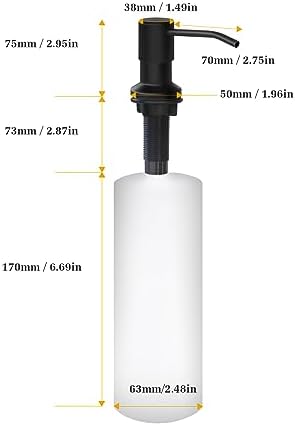 Built-in Kitchen Sink Soap Dispenser, 17 OZ, Black