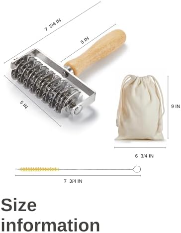 Pastry Lattice Roller Cutter, Stainless Steel Dough Cutter with Wood