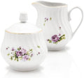 Sugar and Creamer Set - Porcelain Sugar and Creamer Floral Vintage Tea