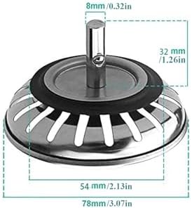 Sink Strainer 2 Pcs Stainless Steel Drain Stopper 78mm/3in for Kitchen