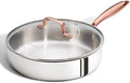 CAROTE 10" Tri-Ply Stainless Steel Deep Frying Pan with Lid, Non-Toxic
