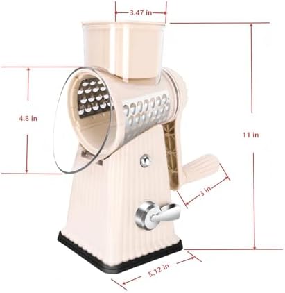 Rotary Cheese Grater with 5 Blades, Off-white