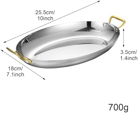 Oval Spanish Paella Pan Stainless Steel Frying Pan with Dual Handle