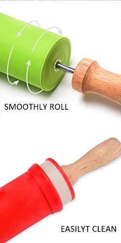 15-inch Silicone Rolling Pin for Baking, Non-stick Surface and