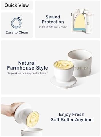 LE TAUCI Butter Crock, Butter Dish with Lid, Butter Container for