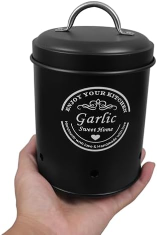 SOLUSTRE 2pcs Black Metal Vegetable Storage Bins with Lid for Potato