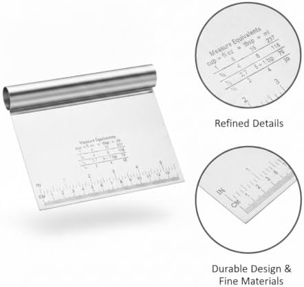 Bench Prep Essential: Stainless Steel Dough Scraper with Measurement