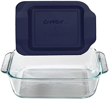 Pyrex 222 2-Qt Glass Baking Dish with Blue Lagoon Lid