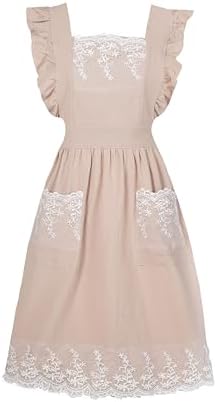 Aoomzoon Vintage Aprons for Women with Lace Ruffle, Cooking Kitchen