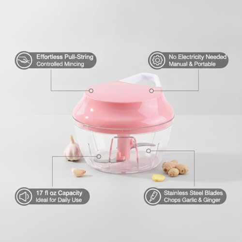 Home Cooks Manual Pull-String Chopper for Garlic, Onions & Ginger - 17