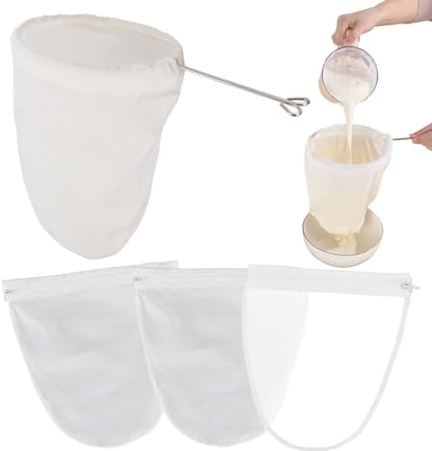 5 Pcs Premium Ultra Fine Mesh Strainer Bags with Stainless Steel