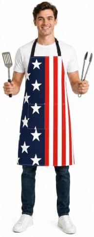 Adjustable Bib Apron with 2 Pockets Cooking Kitchen Chef