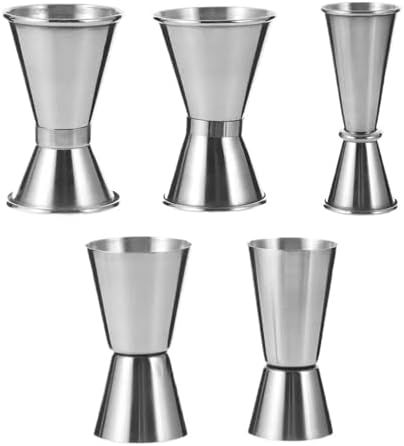 5pcs/Set Stainless Steel Dual Shot Measure Cup Jigger Cocktail Mug