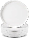 Set of 6 Porcelain Dinner Plates. 8 Inch, Round, White