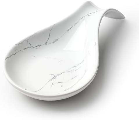 Spoon Rest for Stove Top, Kitchen Spoon Holder, White Marble Spoon