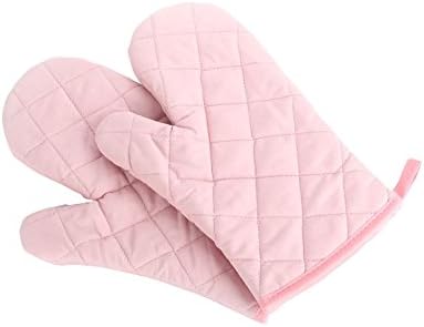Cotton & Polyester Oven Mitts, 1 Pair, Pink