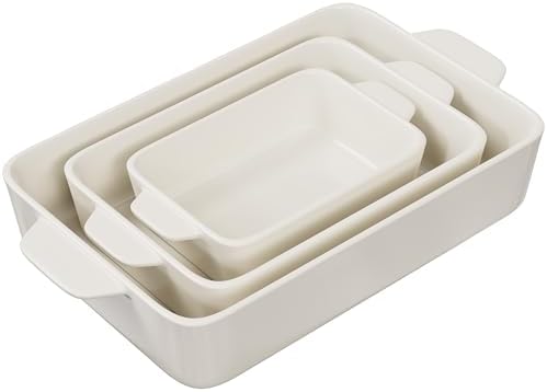 Kook Ceramic Bakeware Set, Rectangular Baking Dishes, For Casseroles