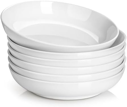DOWAN 8.5" Pasta Bowls, 32oz Salad Bowls Set of 6, Natural White