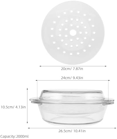 UPKOCH Microwave Steamer with Lid And Ceramic Steaming Tray, 2000ml