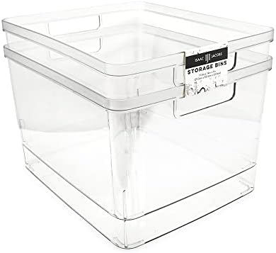 Isaac Jacobs 2-Pack Clear Storage Bins, 11.5” x 14” x 9”