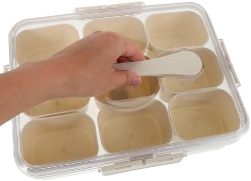 Cabilock Portable Nine Compartment Spice Storage Box with Lid for