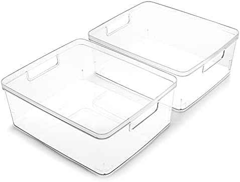 BINO Plastic Storage Bins, Medium, 2 Pack, Clear
