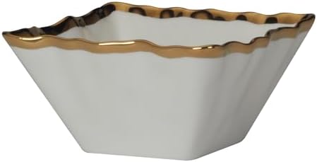 Regency Gold Set of 4 Square Porcelain Snack Bowls with Scalloped