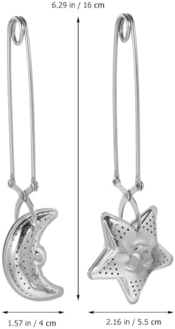 NUOBESTY Tea Strainer Set 2 Pcs Star and Moon Tea Infuser Clips