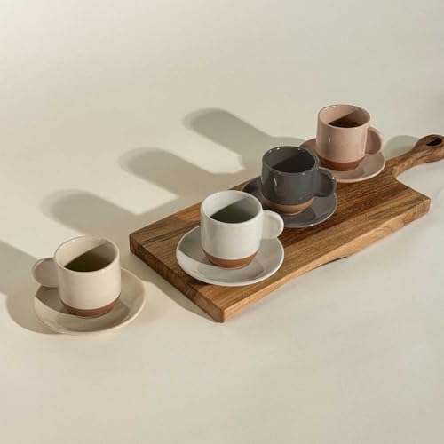 Mora Ceramic Mini Espresso Cups Set of 4, 3oz - Tiny Italian Inspired