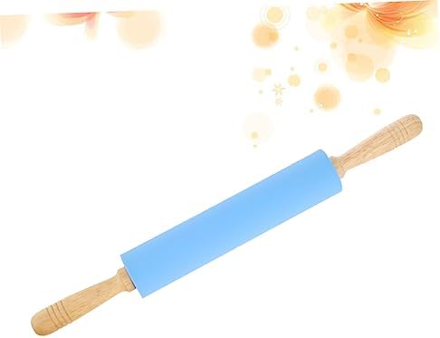 Silicone Rolling Pin with Wood Handles 10 Inch for Dumplings