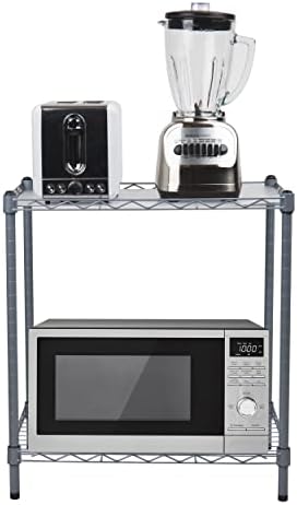 Mind Reader Metal Countertop Microwave Shelf, Silver