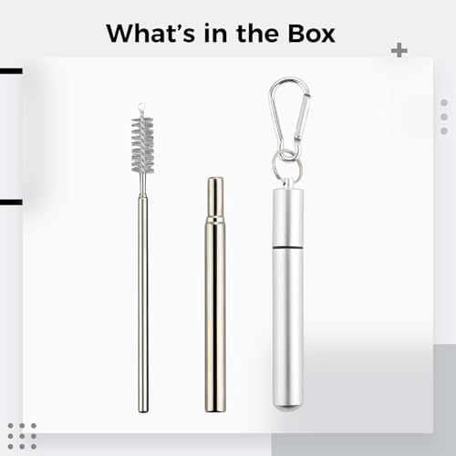 Telescopic Reusable Straws Set, Travel Drinking Straws With Keychain