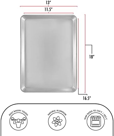 Fat Daddio's Natural Aluminum Half Sheet Pan, 2-Pack