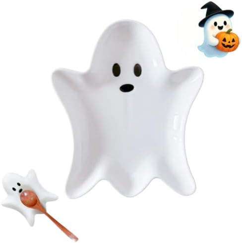 Ceramic Spoon Rest for Stove Top, Halloween Ghost Cute Spoon Rest for