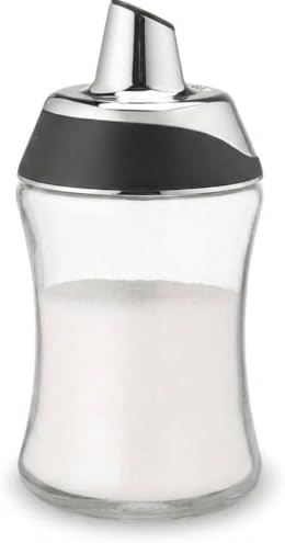 J&M DESIGN Glass Sugar Dispenser with Pour Spout for Coffee Bar, Tea