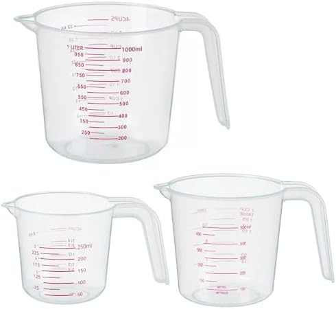 DTDNZKN 3 Pack Measuring Cups, 250ml (1-Cup), 500ml (2-Cup) &1000ml
