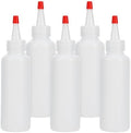 5 Pcs Plastic Condiment Squeeze Bottles, 4 OZ Squeeze Bottles with Red