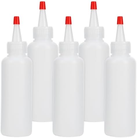 5 Pcs Plastic Condiment Squeeze Bottles, 4 OZ Squeeze Bottles with Red