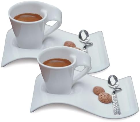 Villeroy & Boch NewWave Caffe Espresso Set, Creamy White, 6 Piece