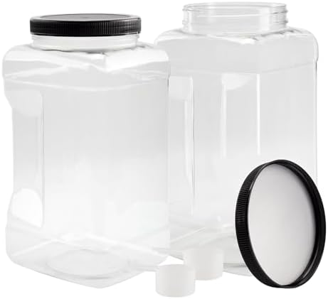 Cornucopia Brands Square Gallon Size Clear Plastic Canisters (2-Pack)