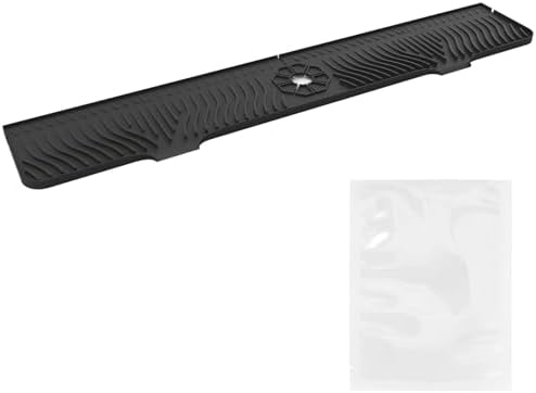 Silicone Black Kitchen Sink Splash Guard, 33 in Long Draining Mat with